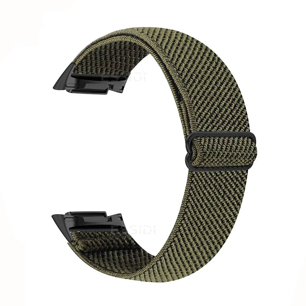 Bandaura fitbit nylon stretch army green