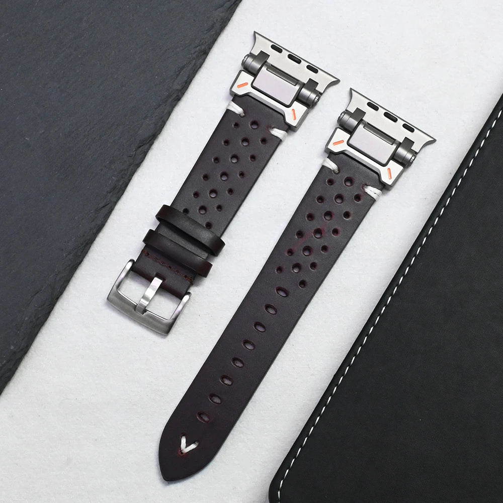 bandaura apple leather commanding black silver